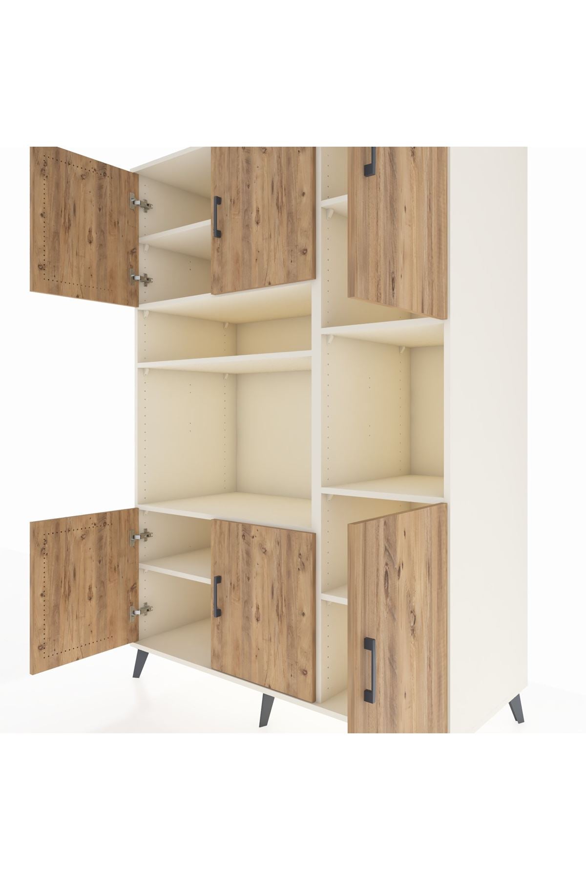 Kronos Dolap 9 Raflı 6 Kapaklı 132x59x195 Aytaşı-Çam/Aytaşı