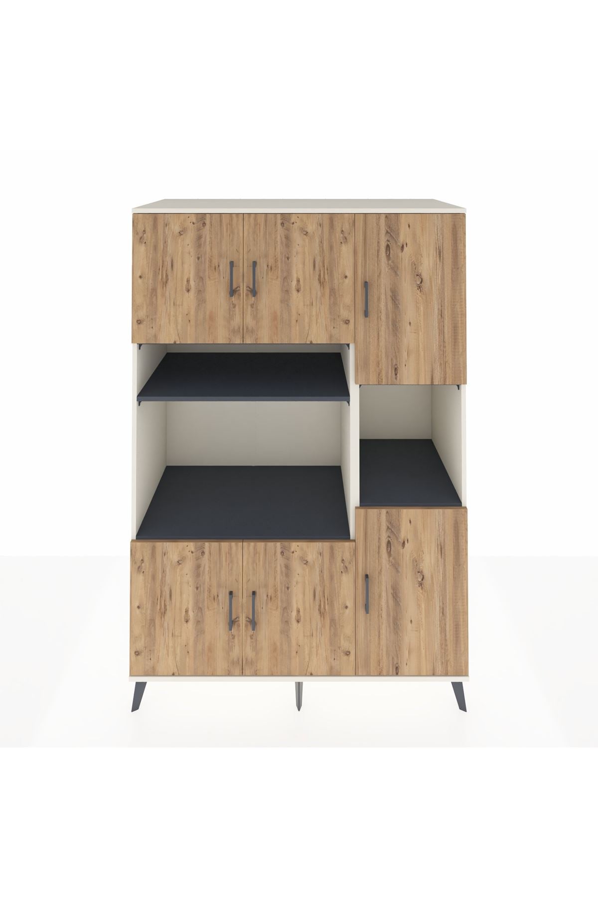 Kronos Dolap 9 Raflı 6 Kapaklı 132x59x195 Aytaşı-Çam/Antrasit