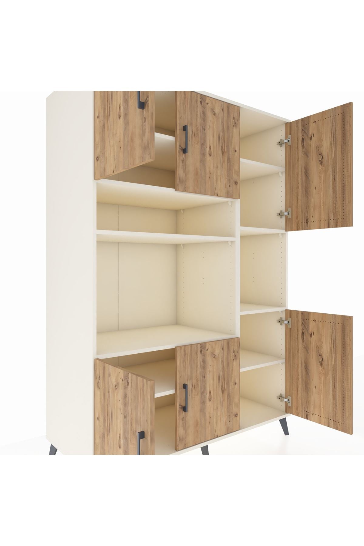 Kronos Dolap 9 Raflı 6 Kapaklı 132x59x195 Aytaşı-Çam/Aytaşı