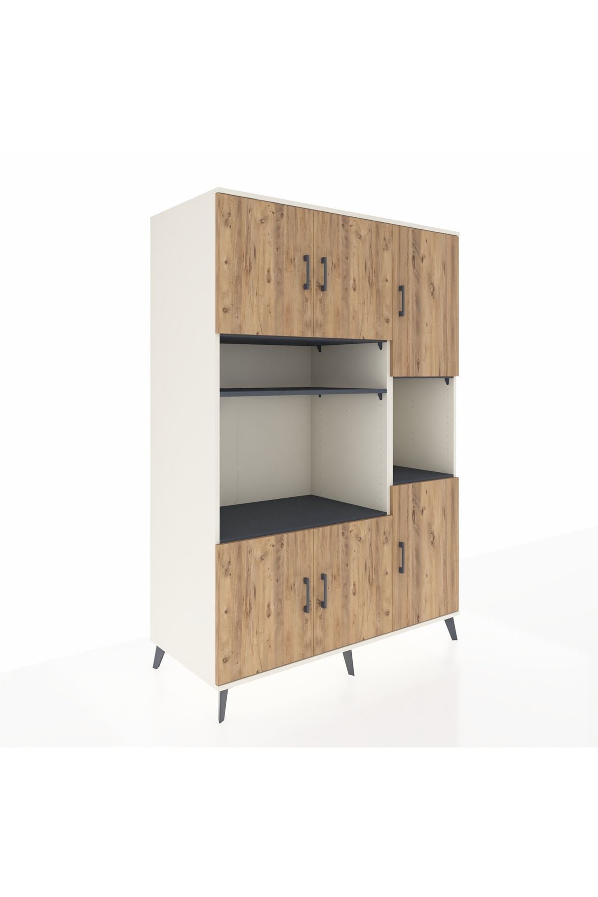 Kronos Dolap 9 Raflı 6 Kapaklı 132x59x195 Aytaşı-Çam/Antrasit