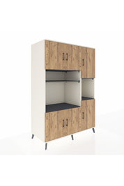 Kronos Dolap 9 Raflı 6 Kapaklı 132x59x195 Aytaşı-Çam/Antrasit