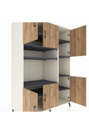 Kronos Dolap 9 Raflı 6 Kapaklı 132x59x195 Aytaşı-Çam/Antrasit