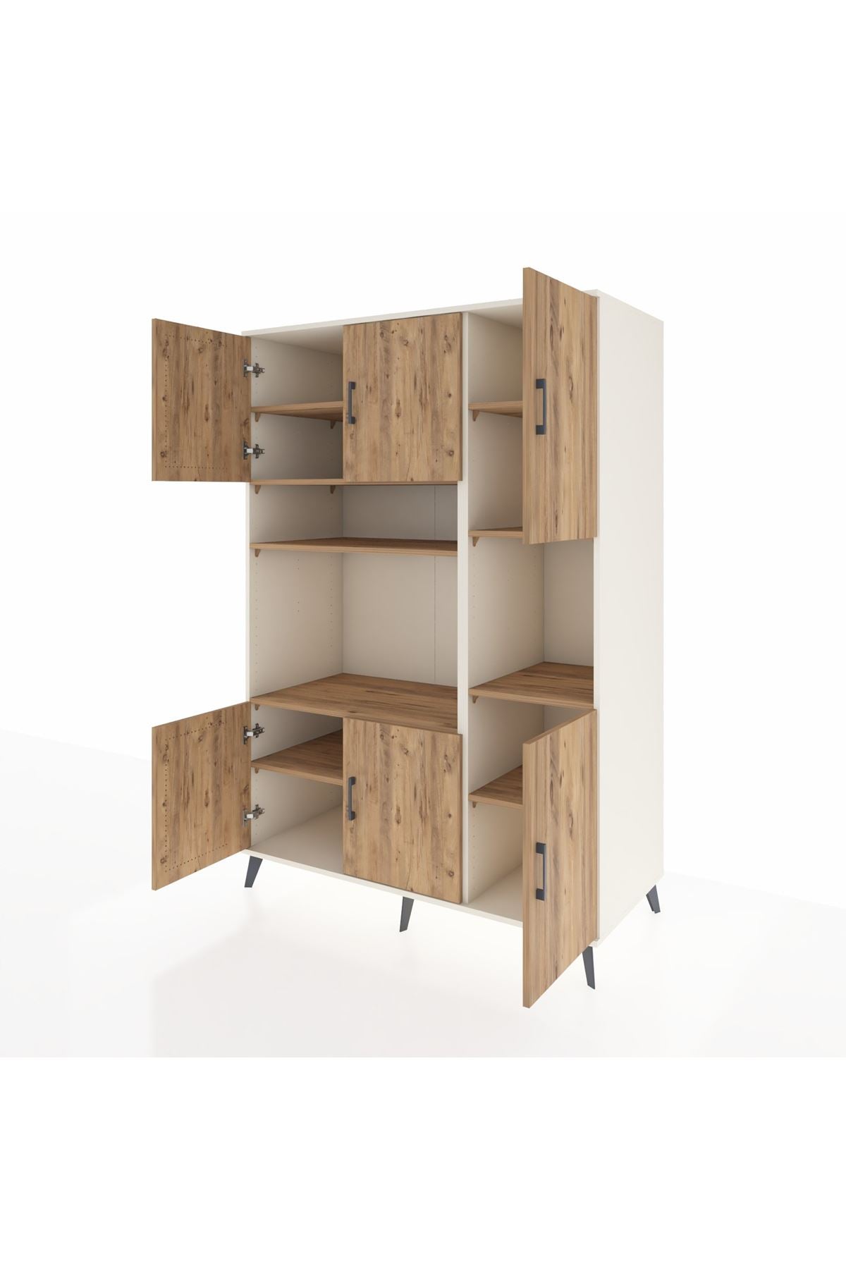 Kronos Dolap 9 Raflı 6 Kapaklı 132x59x195 Aytaşı-Çam/Çam