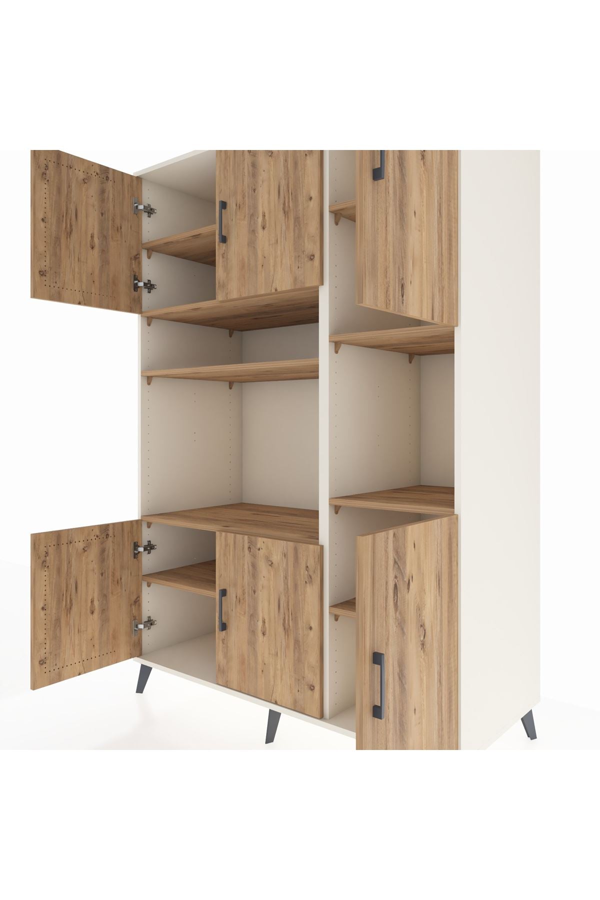 Kronos Dolap 9 Raflı 6 Kapaklı 132x59x195 Aytaşı-Çam/Çam