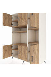 Kronos Dolap 9 Raflı 6 Kapaklı 132x59x195 Aytaşı-Çam/Çam