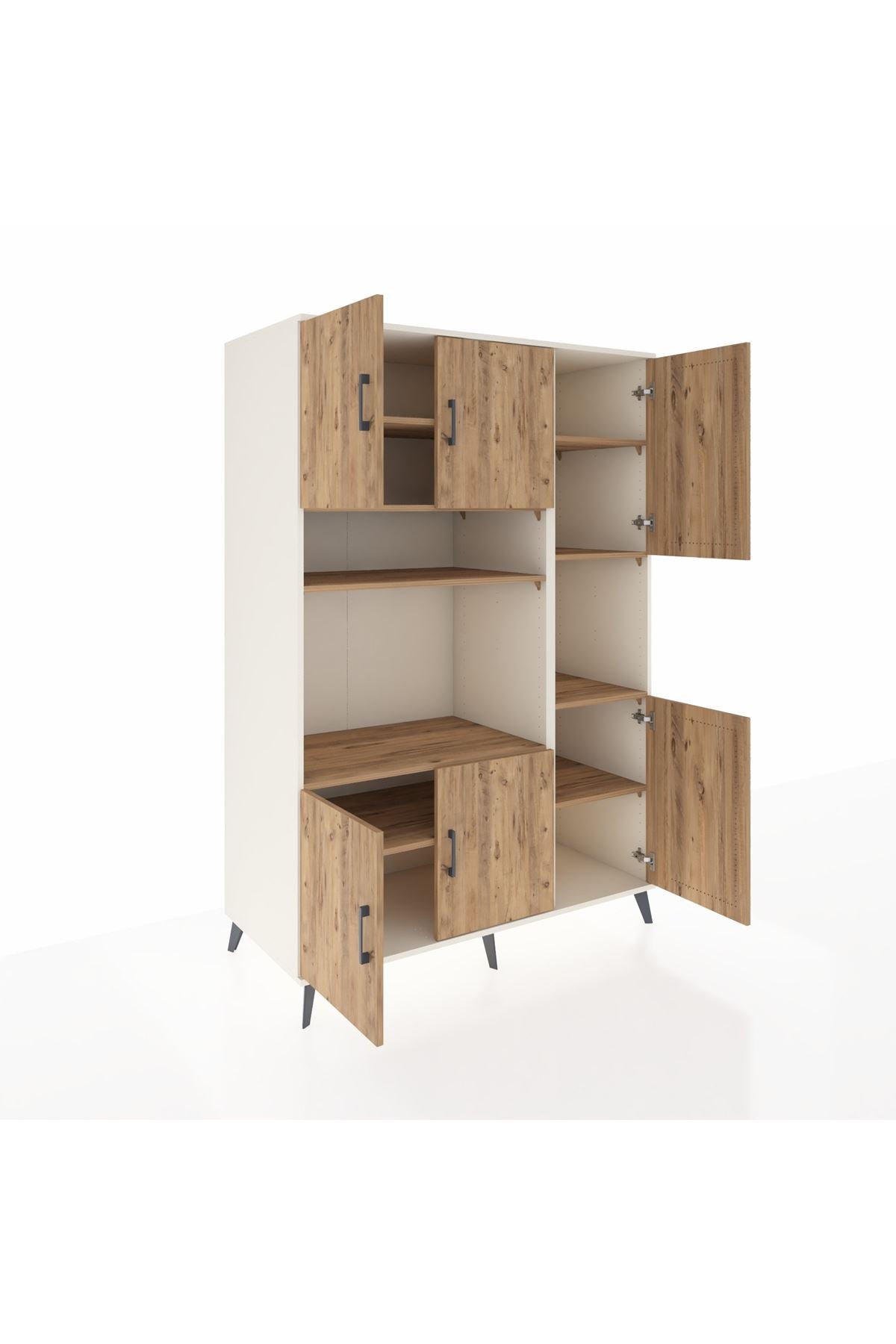 Kronos Dolap 9 Raflı 6 Kapaklı 132x59x195 Aytaşı-Çam/Çam