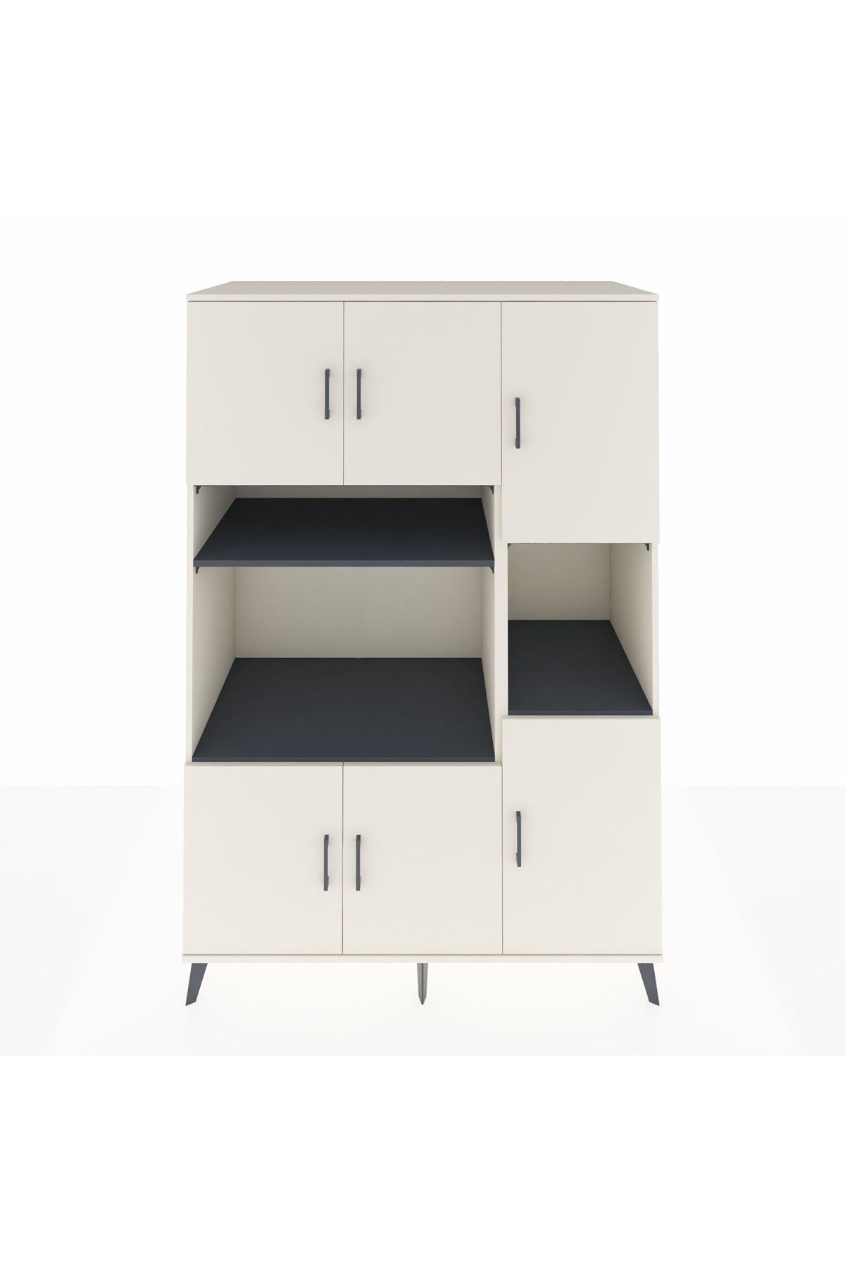 Kronos Dolap 9 Raflı 6 Kapaklı 132x59x195 Aytaşı-Aytaşı/Antrasit