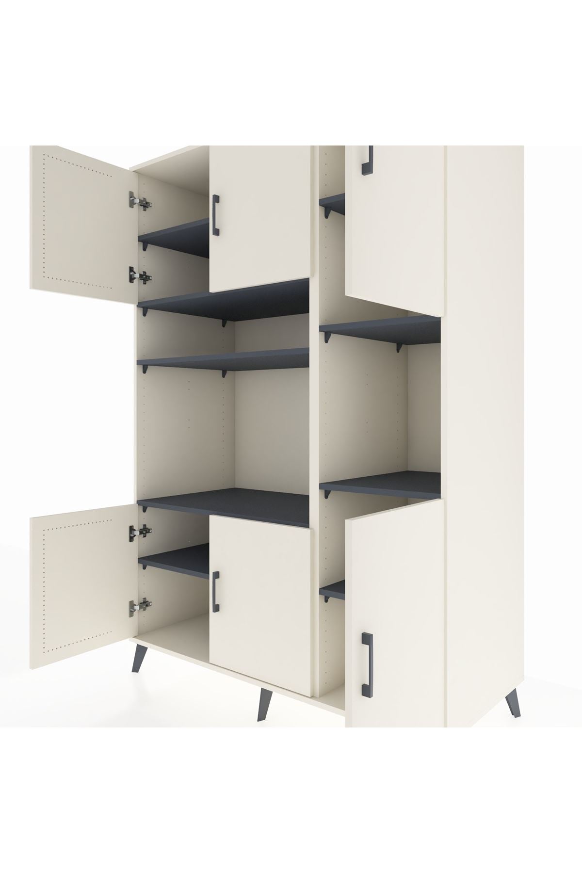 Kronos Dolap 9 Raflı 6 Kapaklı 132x59x195 Aytaşı-Aytaşı/Antrasit