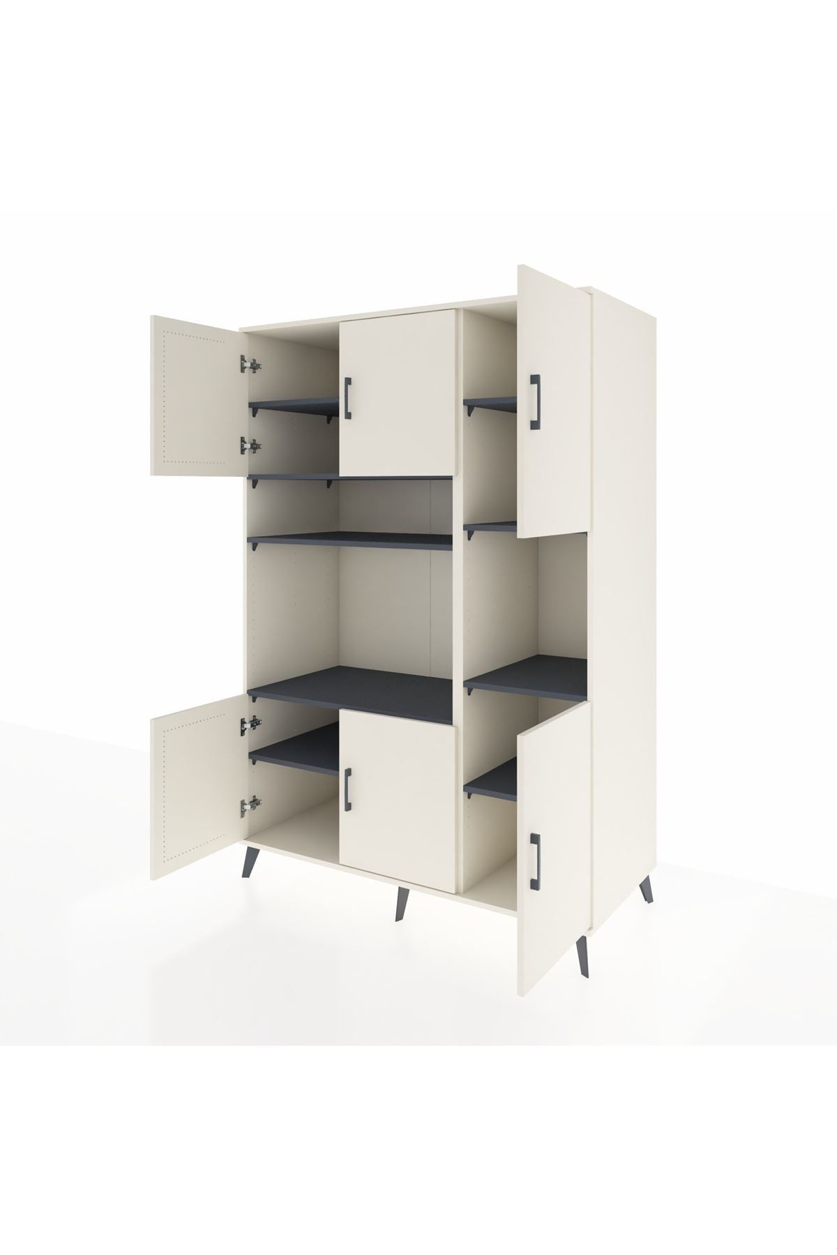 Kronos Dolap 9 Raflı 6 Kapaklı 132x59x195 Aytaşı-Aytaşı/Antrasit