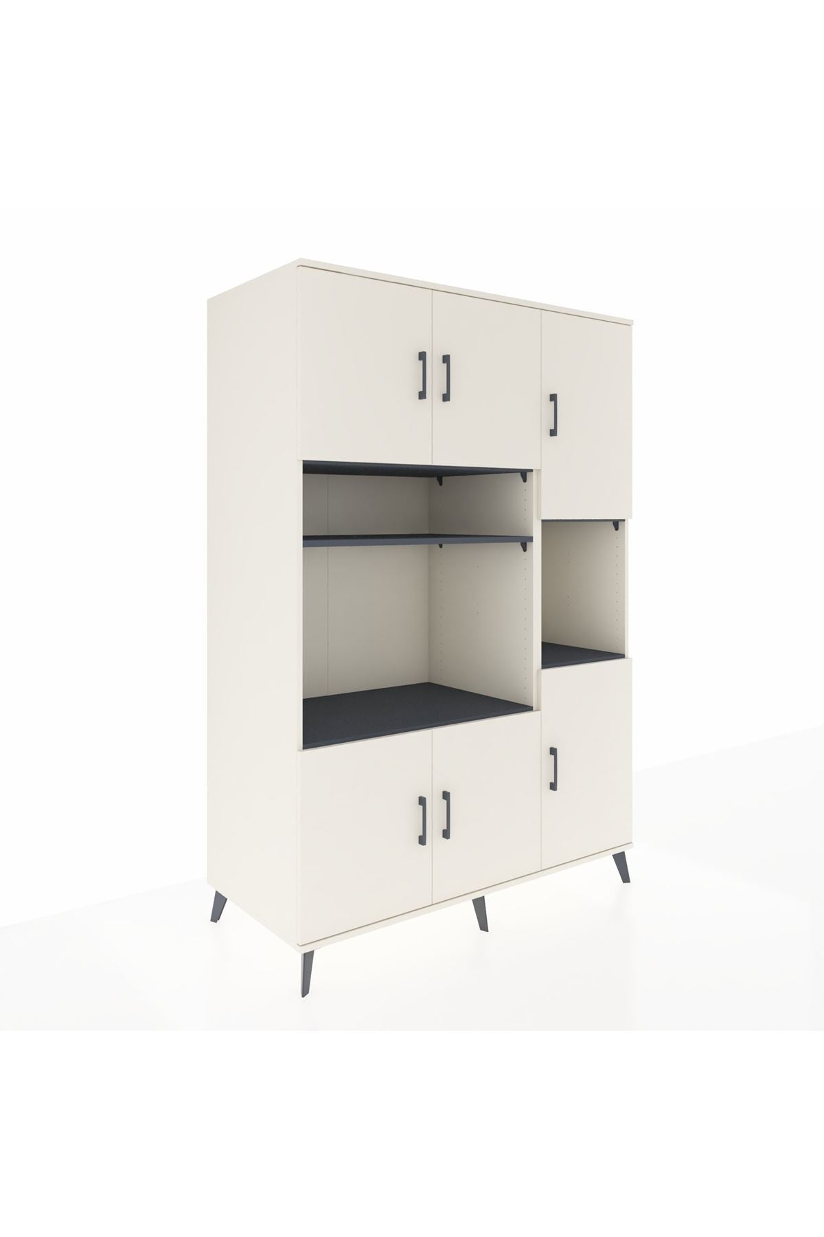 Kronos Dolap 9 Raflı 6 Kapaklı 132x59x195 Aytaşı-Aytaşı/Antrasit