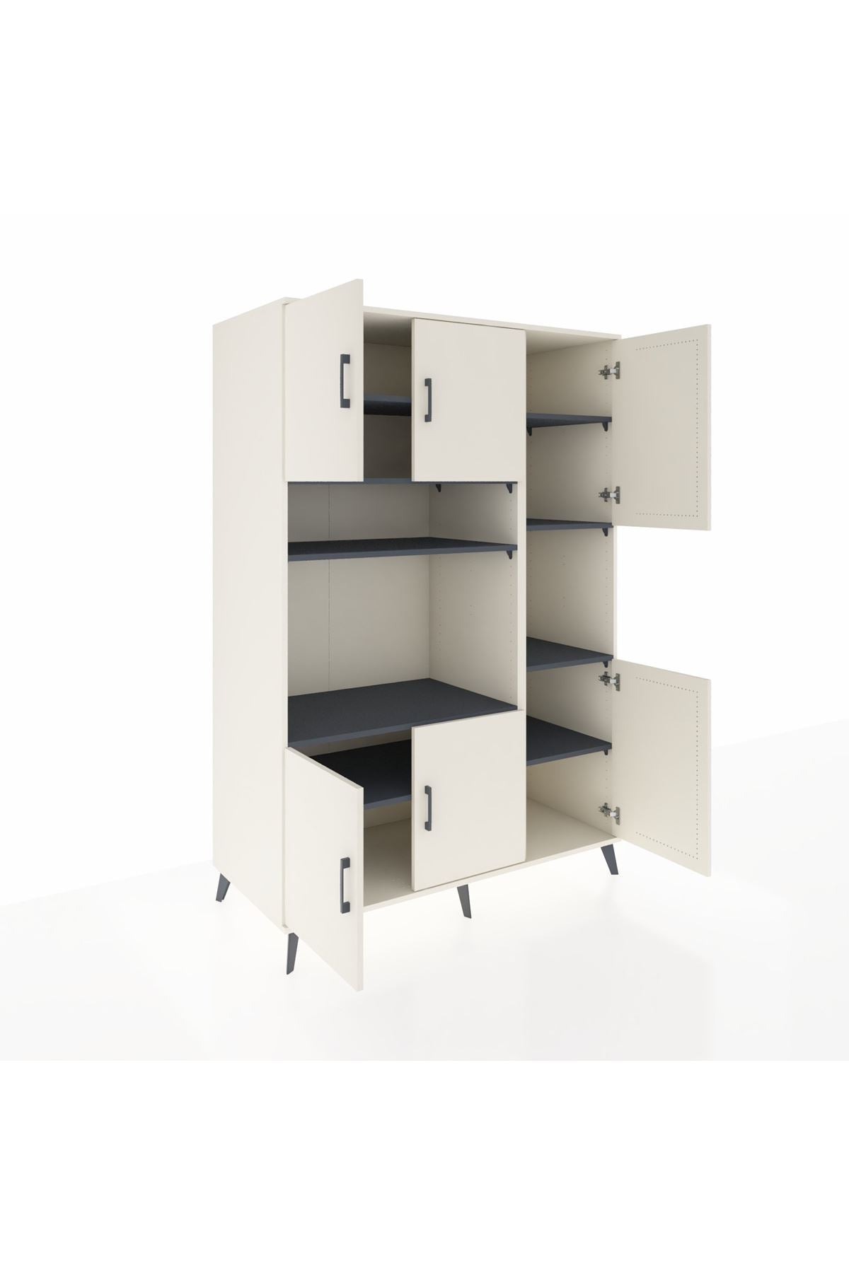 Kronos Dolap 9 Raflı 6 Kapaklı 132x59x195 Aytaşı-Aytaşı/Antrasit