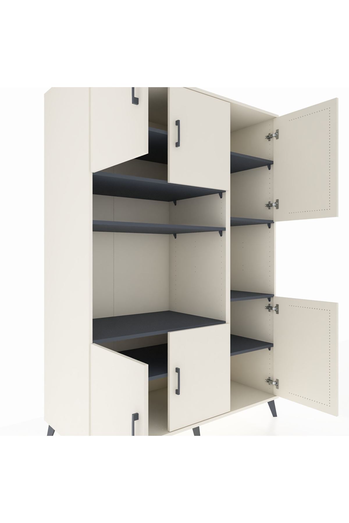 Kronos Dolap 9 Raflı 6 Kapaklı 132x59x195 Aytaşı-Aytaşı/Antrasit