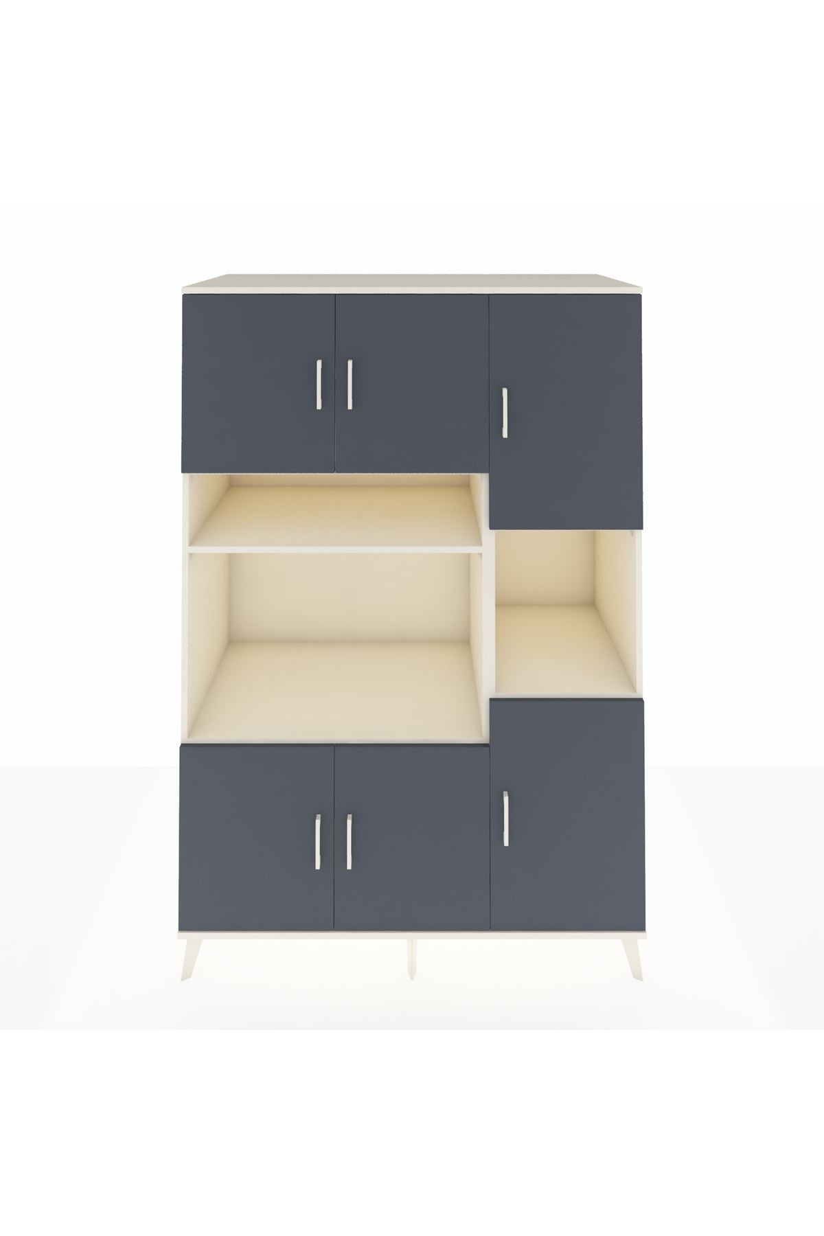 Kronos Dolap 9 Raflı 6 Kapaklı 132x59x195 Aytaşı-Antrasit/Aytaşı