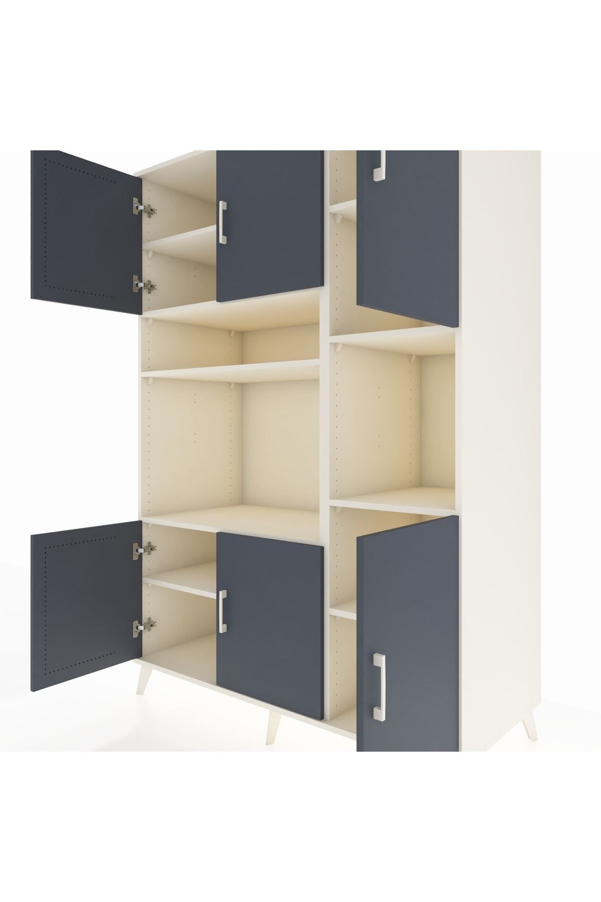 Kronos Dolap 9 Raflı 6 Kapaklı 132x59x195 Aytaşı-Antrasit/Aytaşı