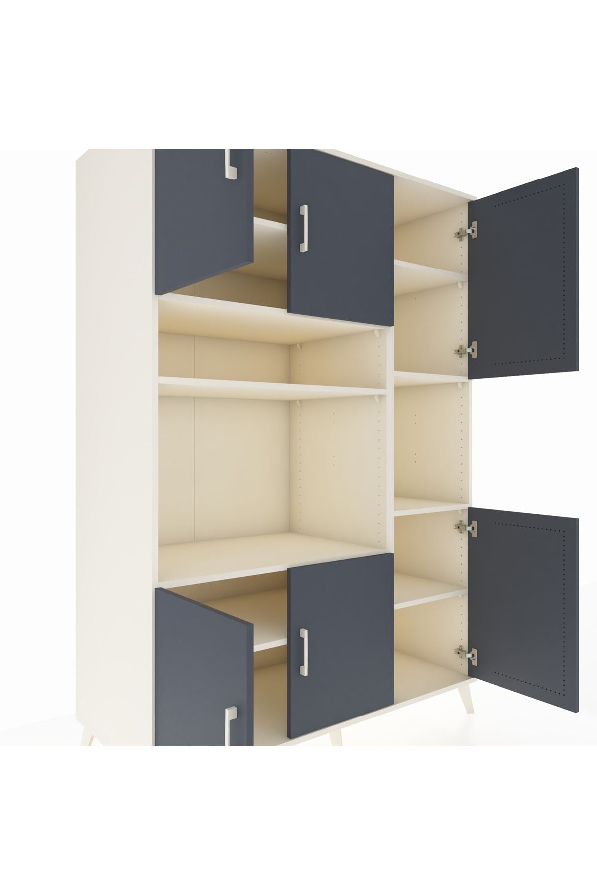 Kronos Dolap 9 Raflı 6 Kapaklı 132x59x195 Aytaşı-Antrasit/Aytaşı