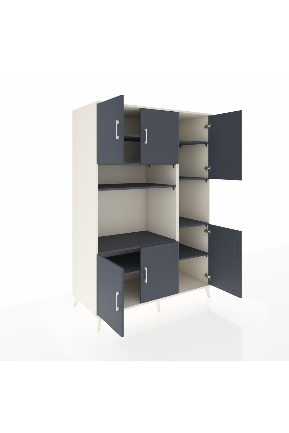 Kronos Dolap 9 Raflı 6 Kapaklı 132x59x195 Aytaşı-Antrasit/Antrasit