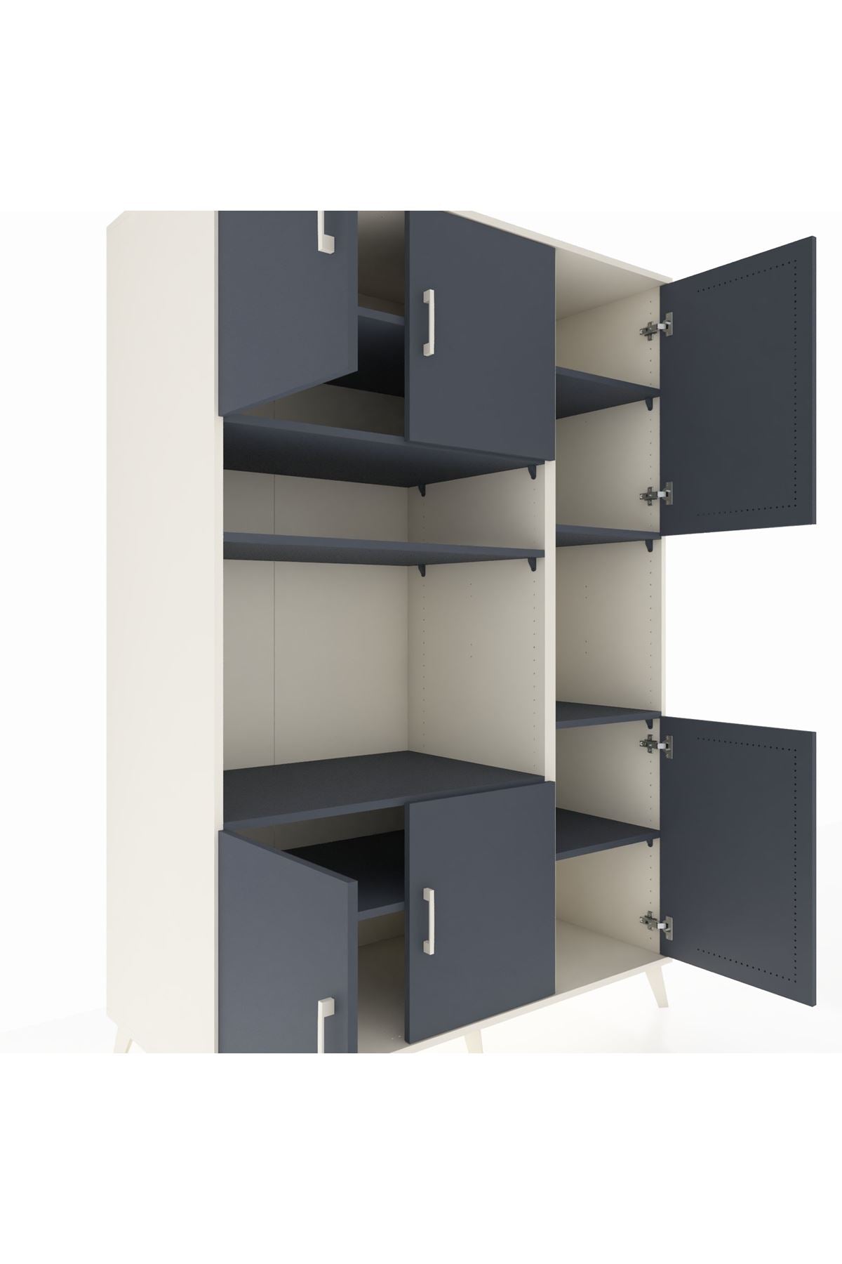 Kronos Dolap 9 Raflı 6 Kapaklı 132x59x195 Aytaşı-Antrasit/Antrasit