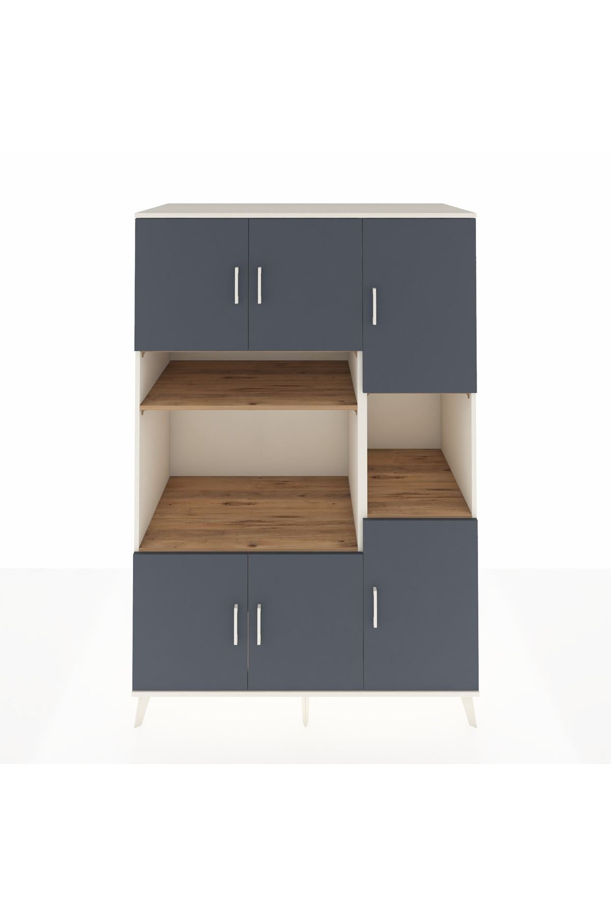 Kronos Dolap 9 Raflı 6 Kapaklı 132x59x195 Aytaşı-Antrasit/Çam