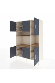 Kronos Dolap 9 Raflı 6 Kapaklı 132x59x195 Aytaşı-Antrasit/Çam