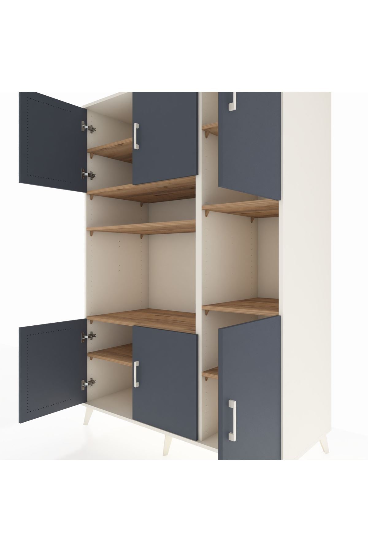 Kronos Dolap 9 Raflı 6 Kapaklı 132x59x195 Aytaşı-Antrasit/Çam