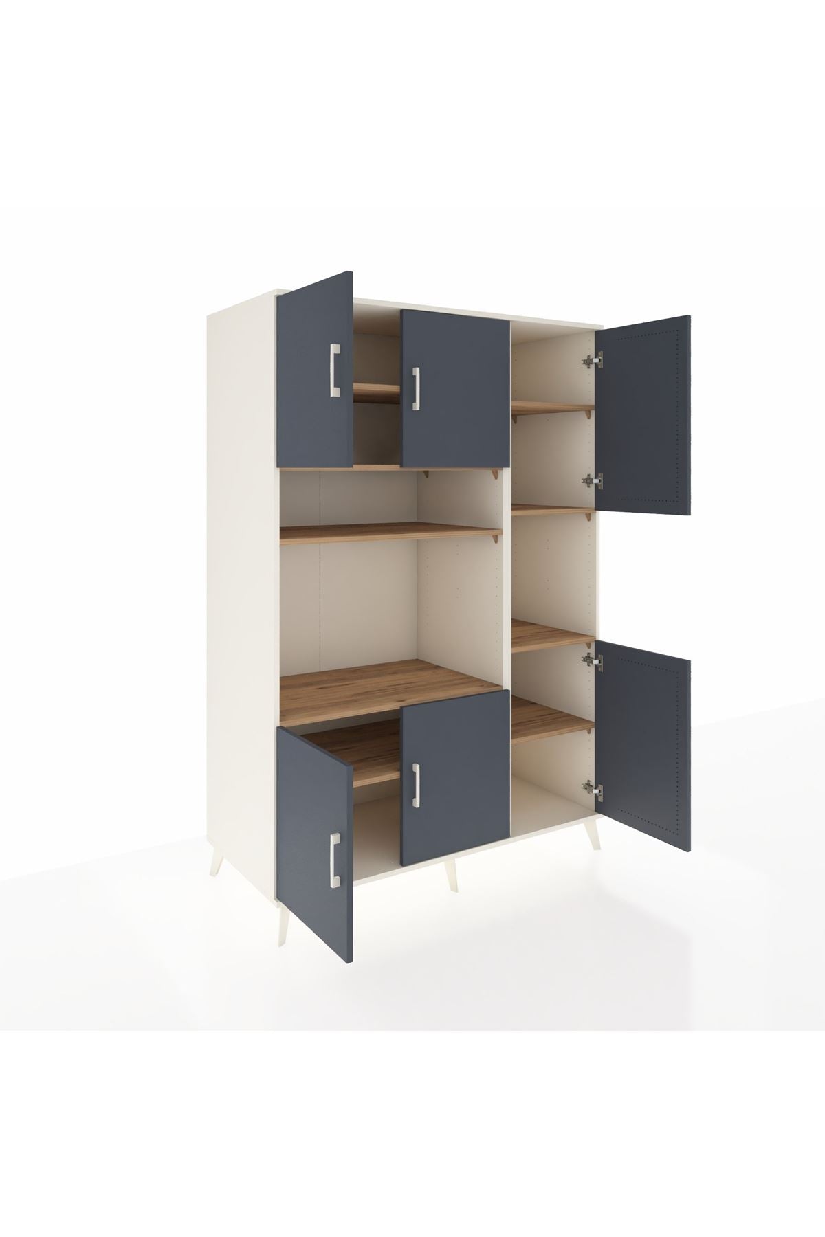 Kronos Dolap 9 Raflı 6 Kapaklı 132x59x195 Aytaşı-Antrasit/Çam