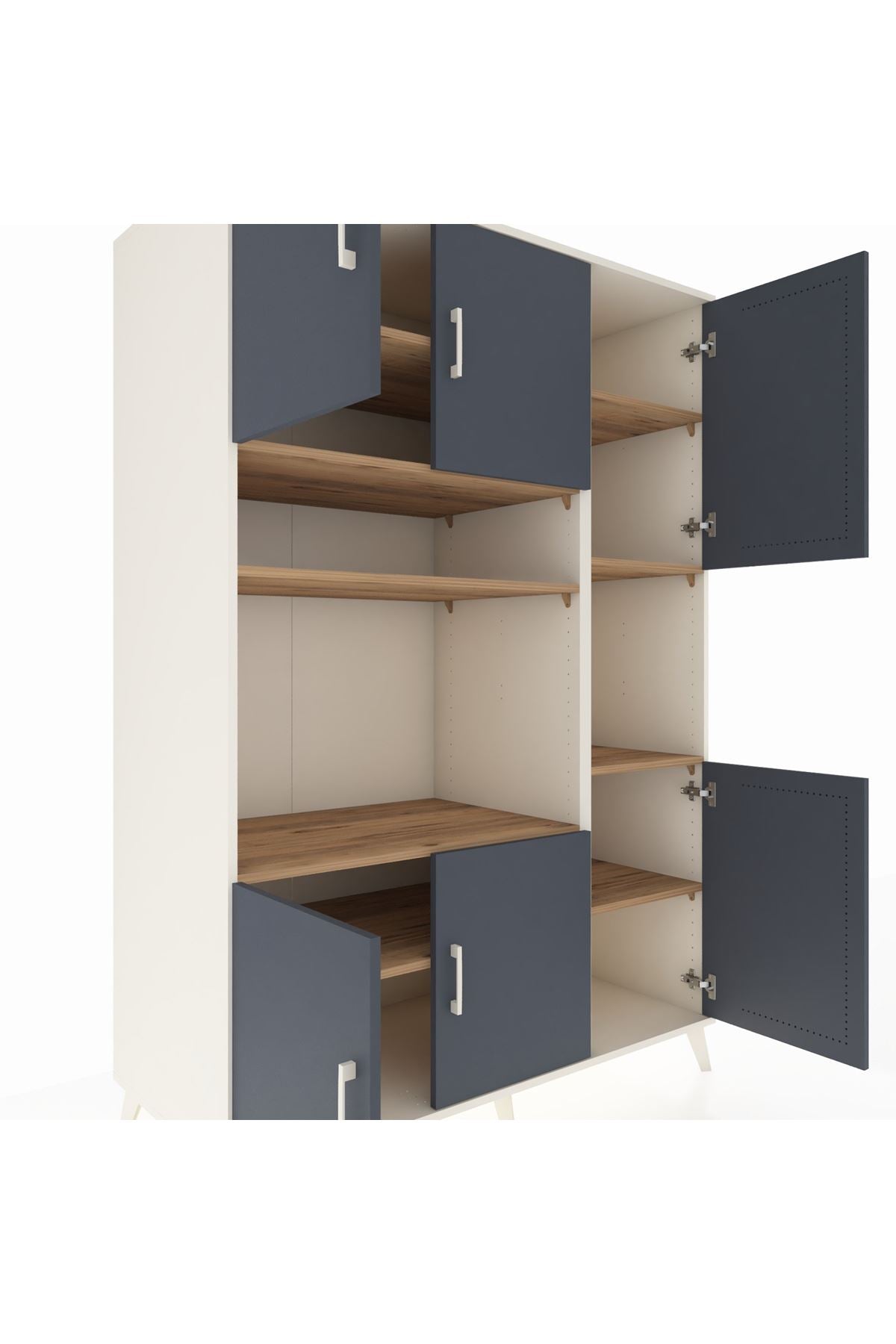 Kronos Dolap 9 Raflı 6 Kapaklı 132x59x195 Aytaşı-Antrasit/Çam