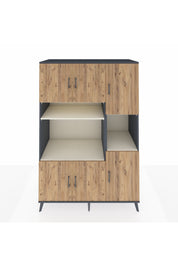 Kronos Dolap 9 Raflı 6 Kapaklı 132x59x195 Antrasit-Çam/Aytaşı