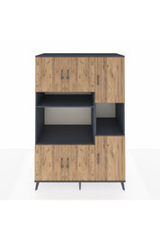 Kronos Dolap 9 Raflı 6 Kapaklı 132x59x195 Antrasit-Çam/Antrasit