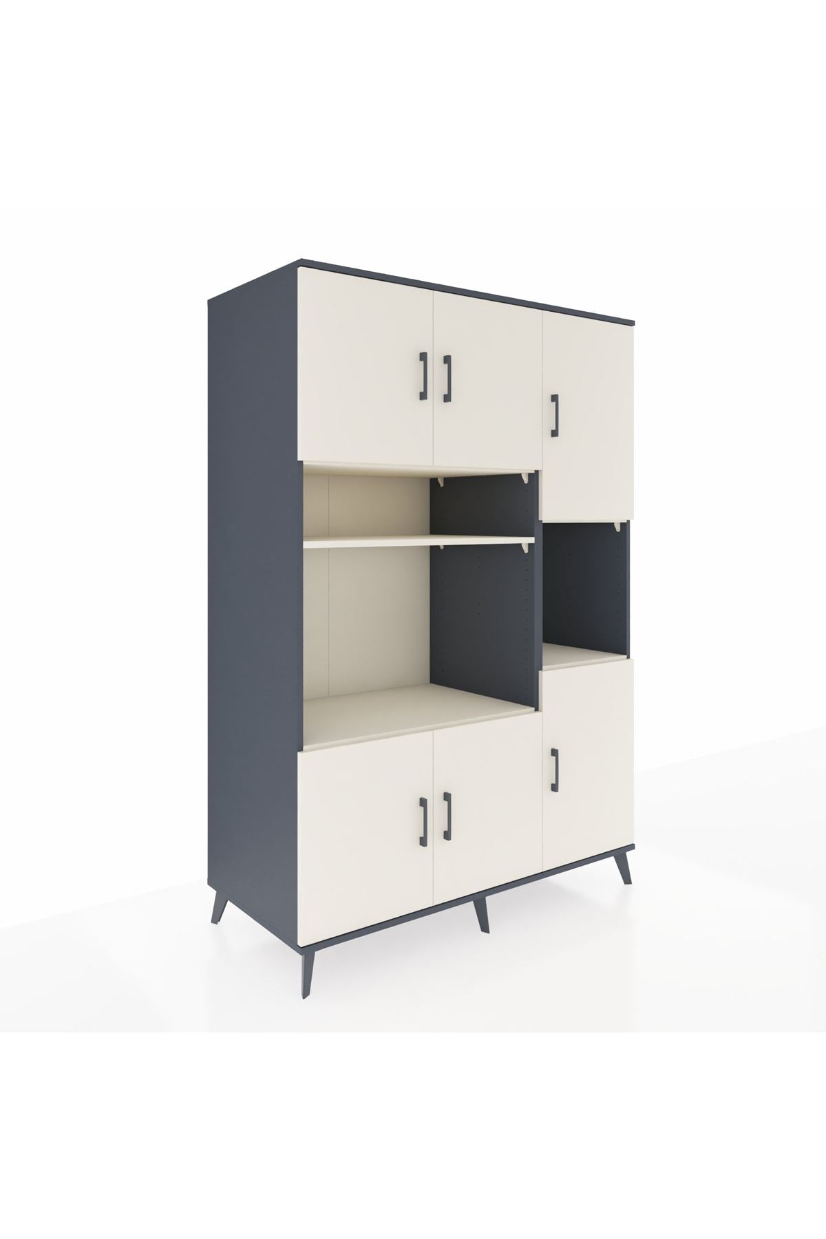 Kronos Dolap 9 Raflı 6 Kapaklı 132x59x195 Antrasit-Aytaşı/Aytaşı