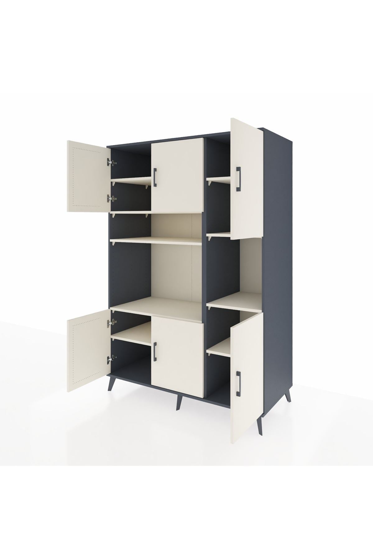 Kronos Dolap 9 Raflı 6 Kapaklı 132x59x195 Antrasit-Aytaşı/Aytaşı