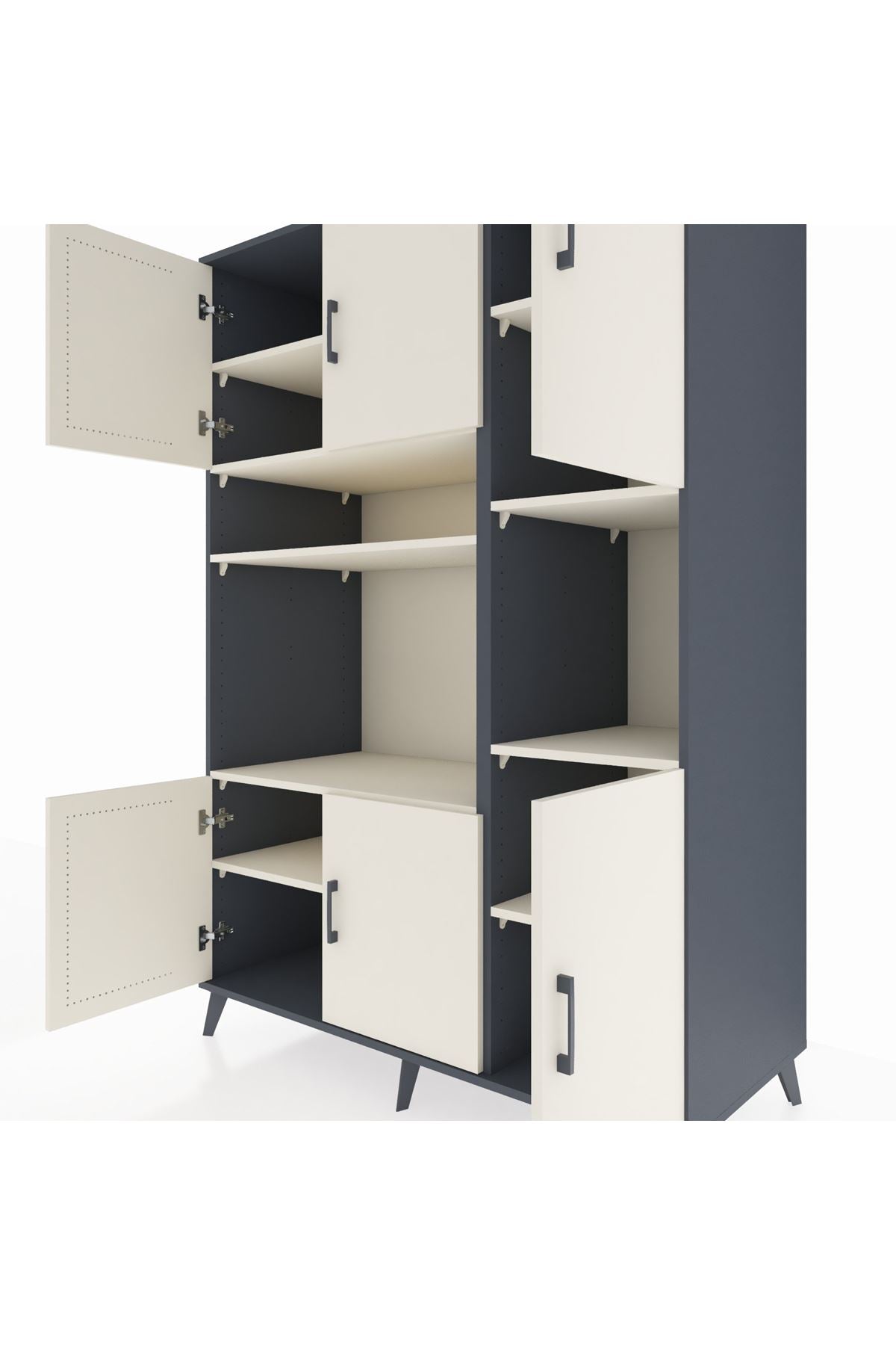 Kronos Dolap 9 Raflı 6 Kapaklı 132x59x195 Antrasit-Aytaşı/Aytaşı