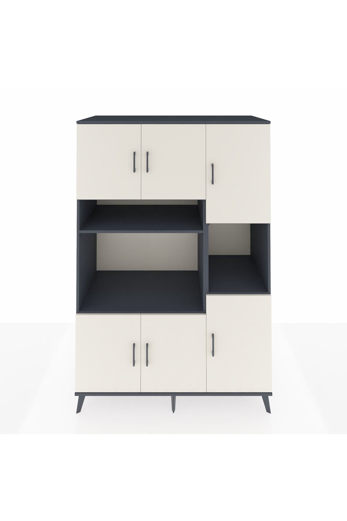 Kronos Dolap 9 Raflı 6 Kapaklı 132x59x195 Antrasit-Aytaşı/Antrasit