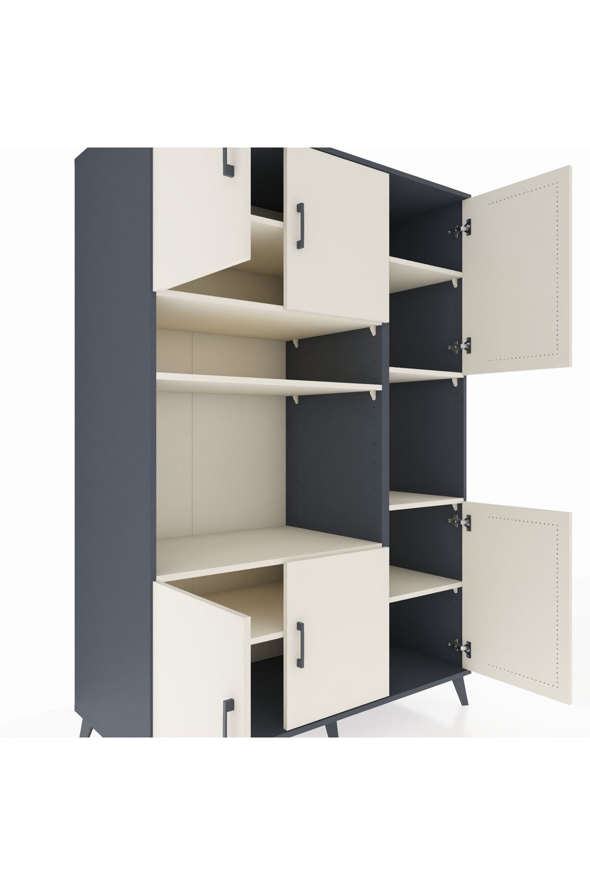 Kronos Dolap 9 Raflı 6 Kapaklı 132x59x195 Antrasit-Aytaşı/Aytaşı