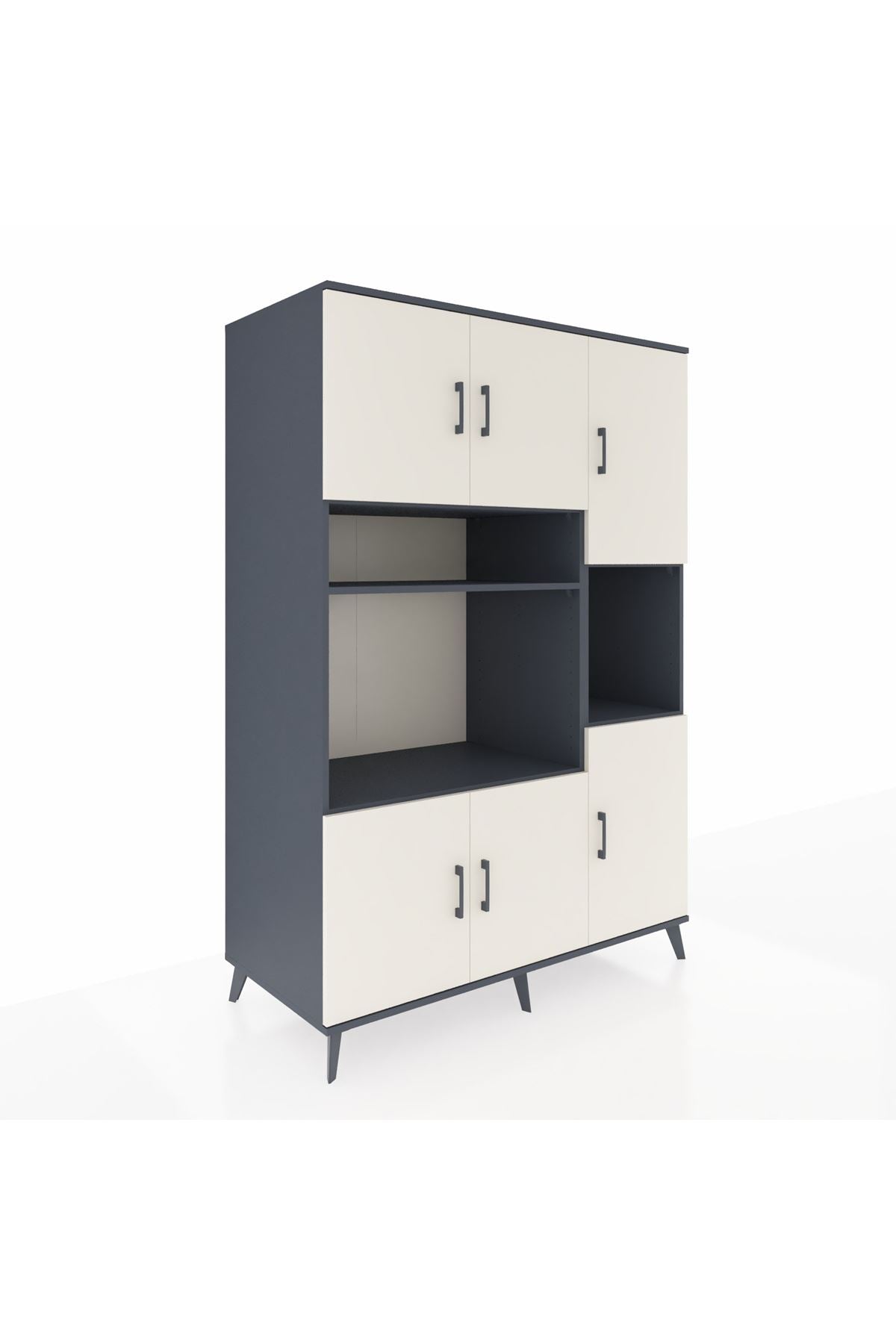 Kronos Dolap 9 Raflı 6 Kapaklı 132x59x195 Antrasit-Aytaşı/Antrasit