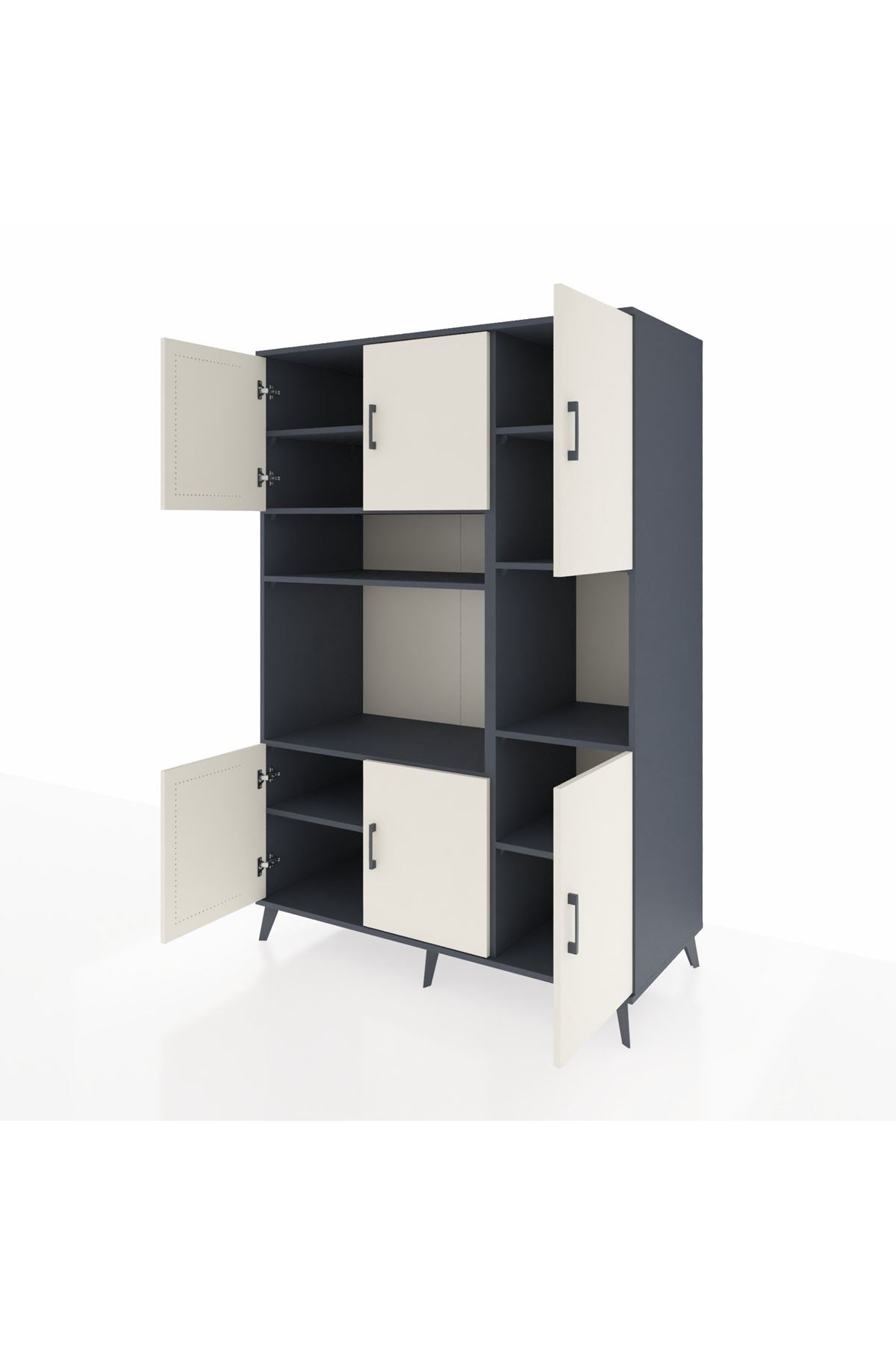 Kronos Dolap 9 Raflı 6 Kapaklı 132x59x195 Antrasit-Aytaşı/Antrasit