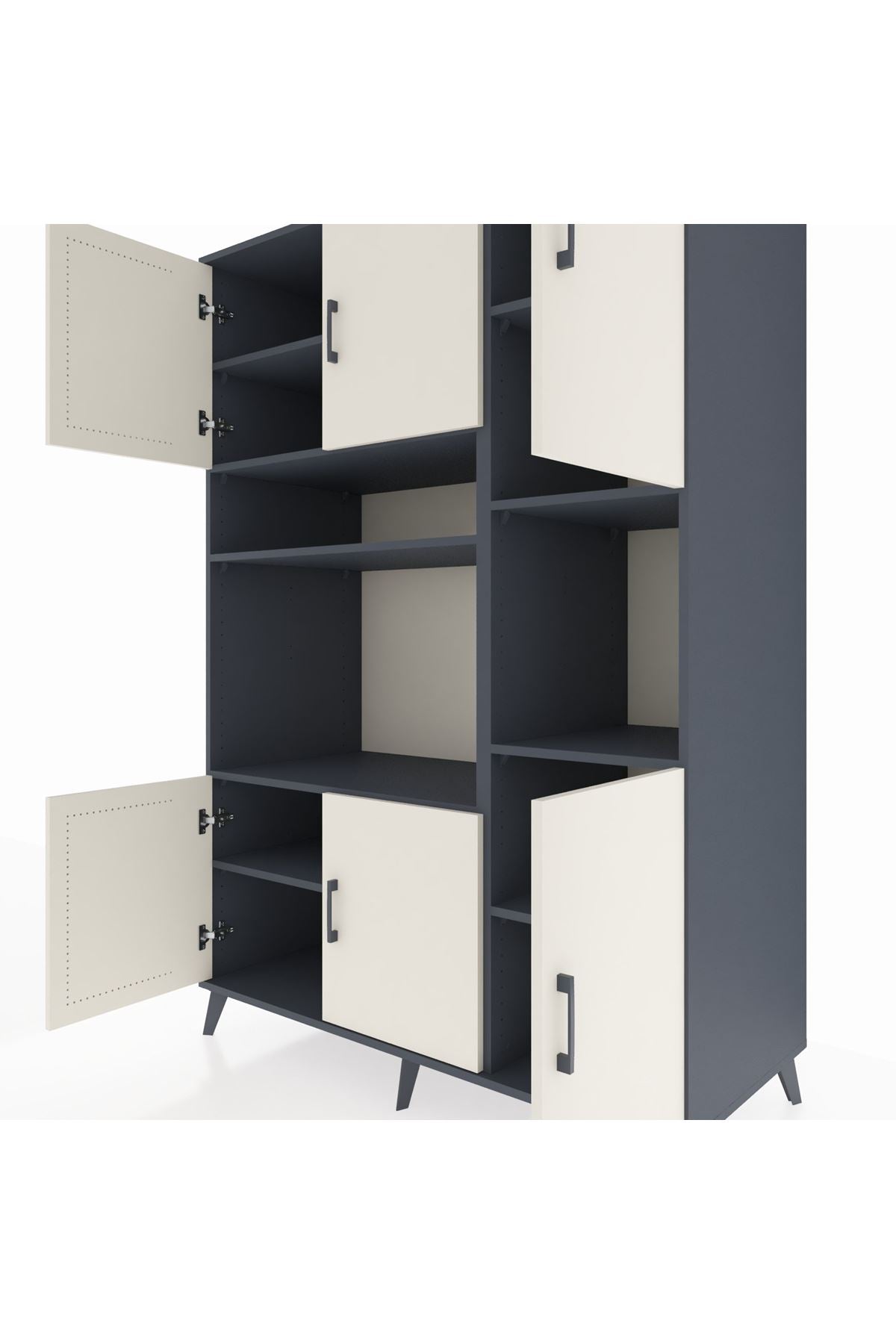 Kronos Dolap 9 Raflı 6 Kapaklı 132x59x195 Antrasit-Aytaşı/Antrasit