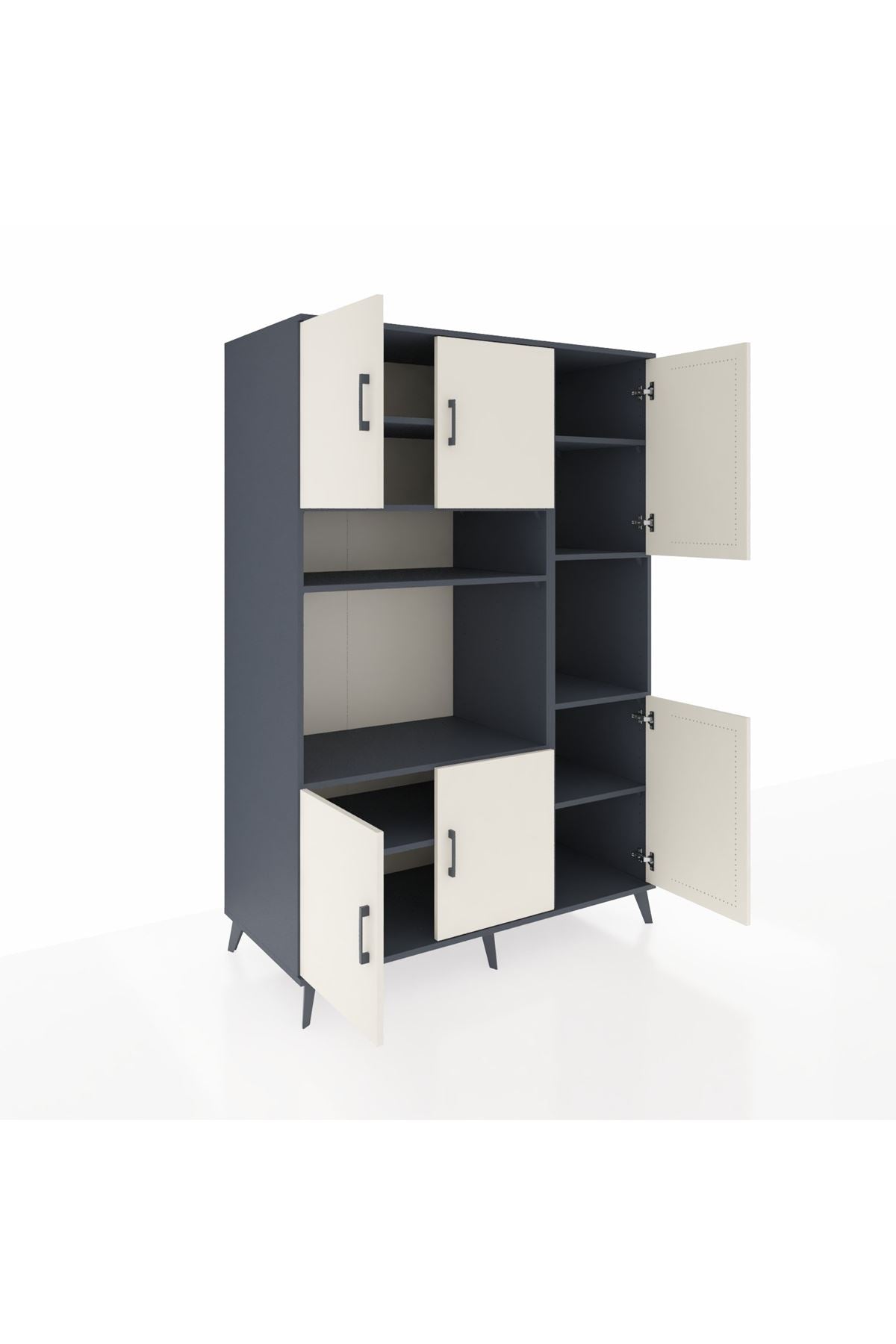 Kronos Dolap 9 Raflı 6 Kapaklı 132x59x195 Antrasit-Aytaşı/Antrasit