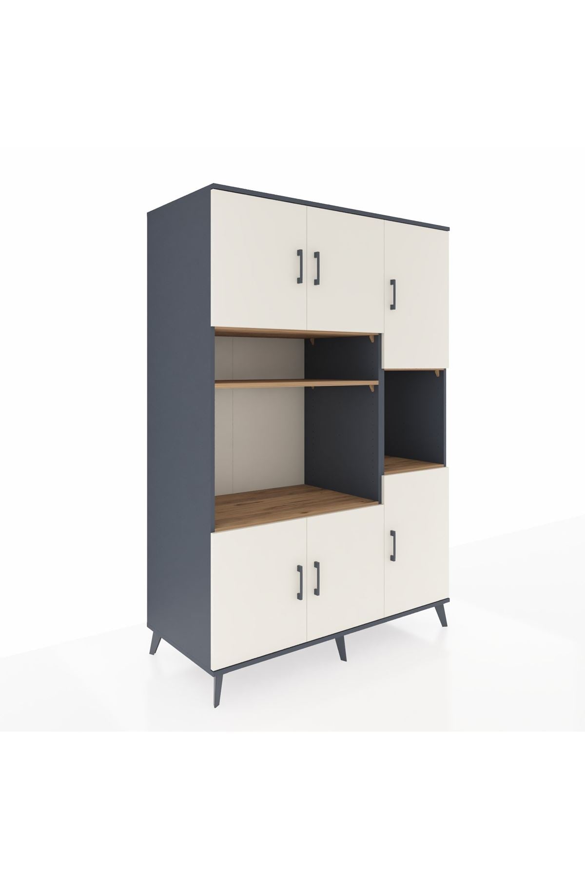 Kronos Dolap 9 Raflı 6 Kapaklı 132x59x195 Antrasit-Aytaşı/Çam