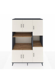 Kronos Dolap 9 Raflı 6 Kapaklı 132x59x195 Antrasit-Aytaşı/Çam