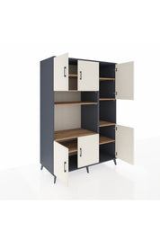 Kronos Dolap 9 Raflı 6 Kapaklı 132x59x195 Antrasit-Aytaşı/Çam