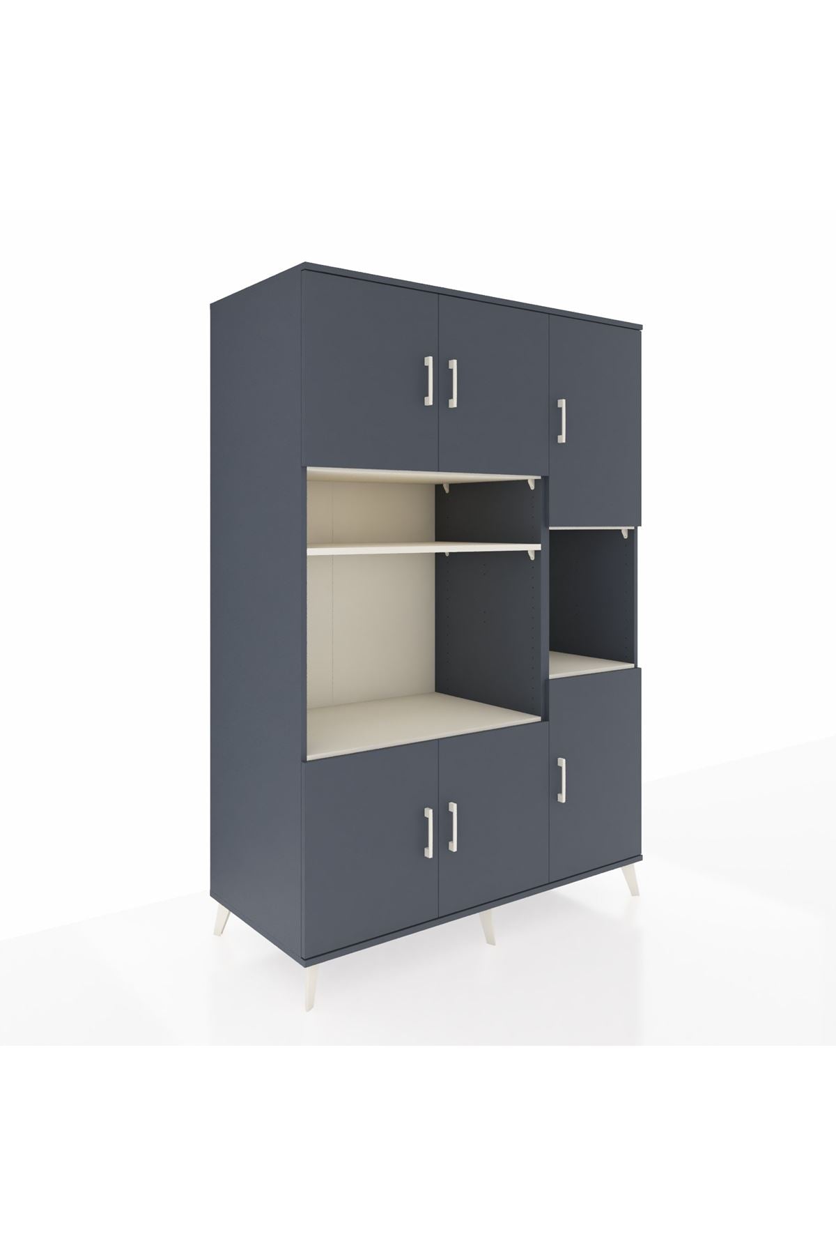 Kronos Dolap 9 Raflı 6 Kapaklı 132x59x195 Antrasit-Antrasit/Aytaşı