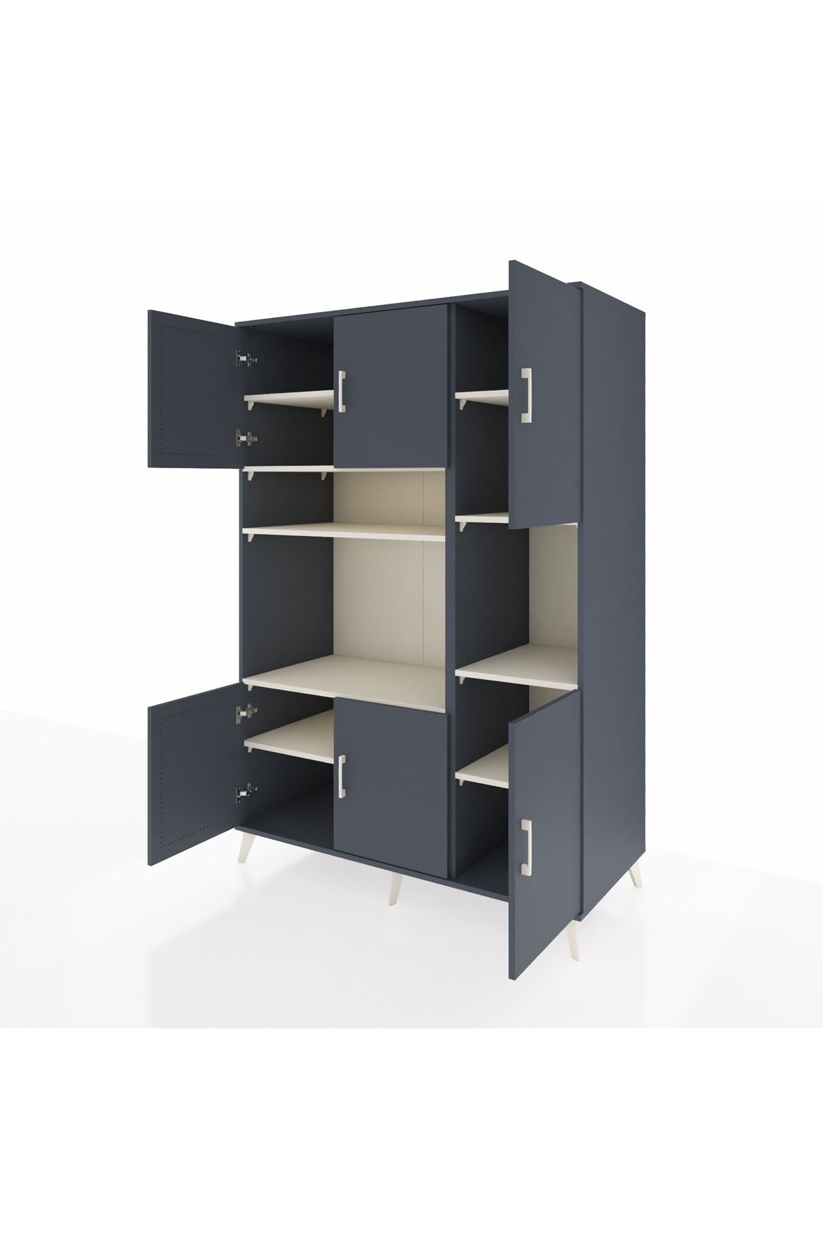 Kronos Dolap 9 Raflı 6 Kapaklı 132x59x195 Antrasit-Antrasit/Aytaşı