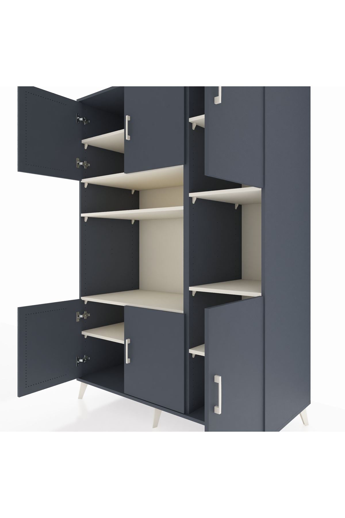 Kronos Dolap 9 Raflı 6 Kapaklı 132x59x195 Antrasit-Antrasit/Aytaşı