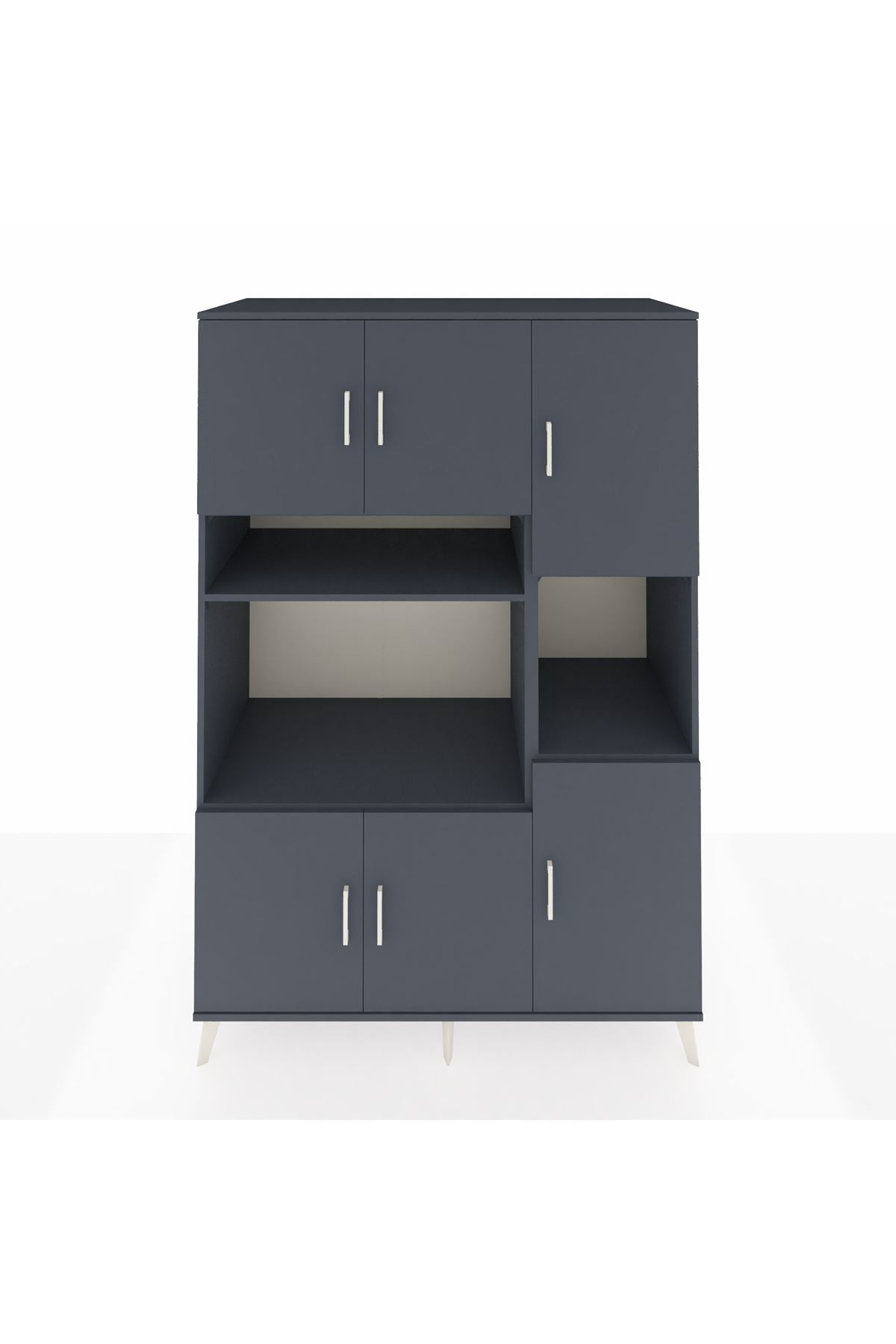 Kronos Dolap 9 Raflı 6 Kapaklı 132x59x195 Antrasit-Antrasit/Antrasit