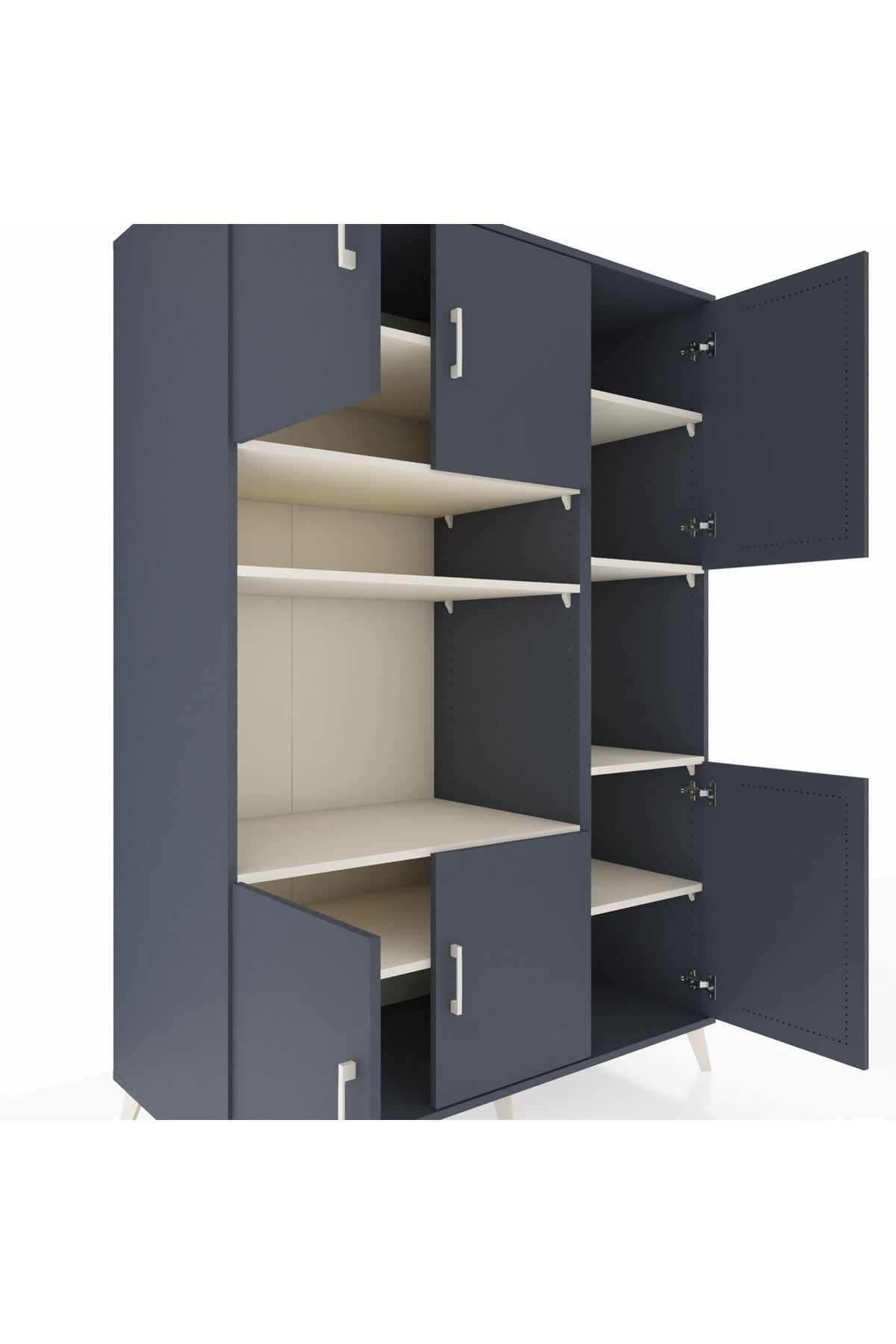 Kronos Dolap 9 Raflı 6 Kapaklı 132x59x195 Antrasit-Antrasit/Aytaşı