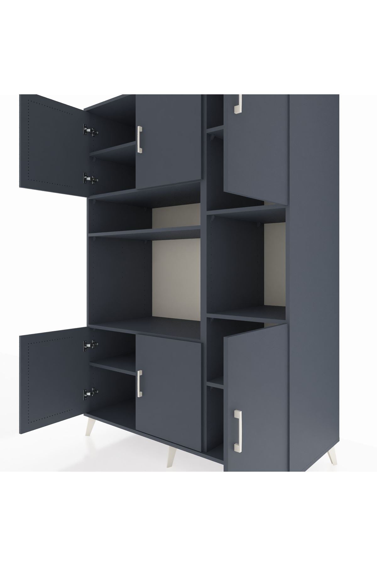 Kronos Dolap 9 Raflı 6 Kapaklı 132x59x195 Antrasit-Antrasit/Antrasit