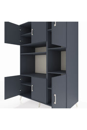 Kronos Dolap 9 Raflı 6 Kapaklı 132x59x195 Antrasit-Antrasit/Antrasit