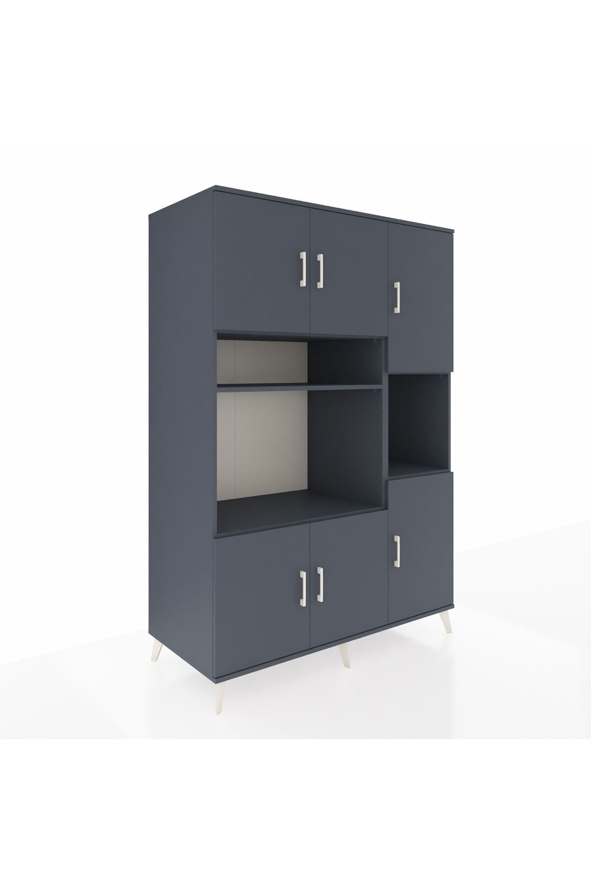 Kronos Dolap 9 Raflı 6 Kapaklı 132x59x195 Antrasit-Antrasit/Antrasit