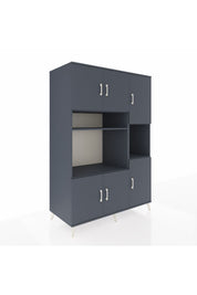 Kronos Dolap 9 Raflı 6 Kapaklı 132x59x195 Antrasit-Antrasit/Antrasit