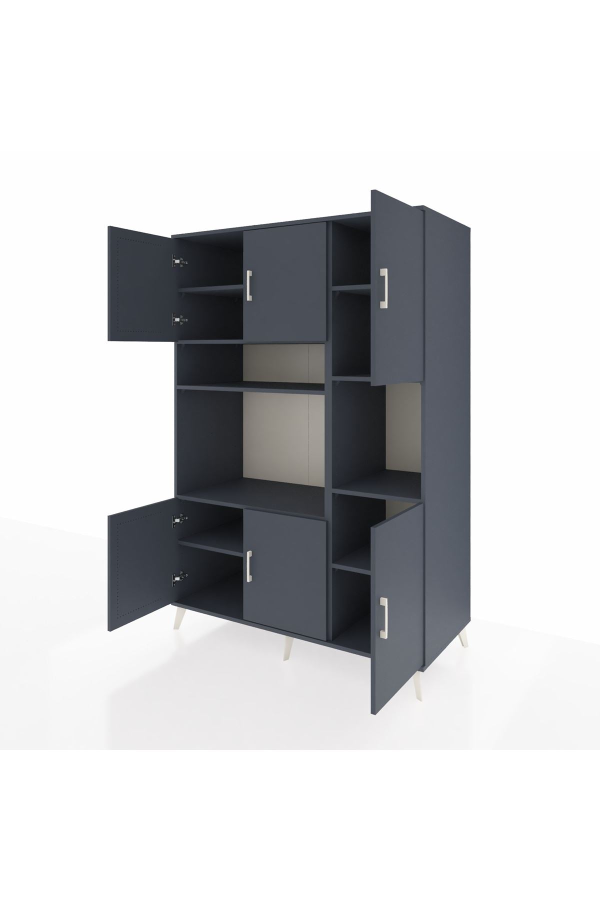 Kronos Dolap 9 Raflı 6 Kapaklı 132x59x195 Antrasit-Antrasit/Antrasit